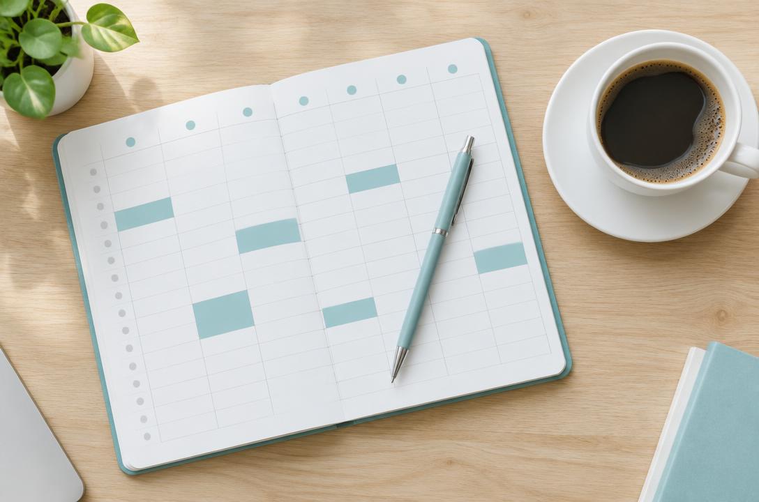 Un'agenda da tavolo con la settimana e alcuni appuntamenti segnati