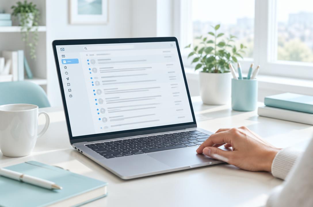 Una casella di posta aperta su un portatile con i messaggi da leggere
