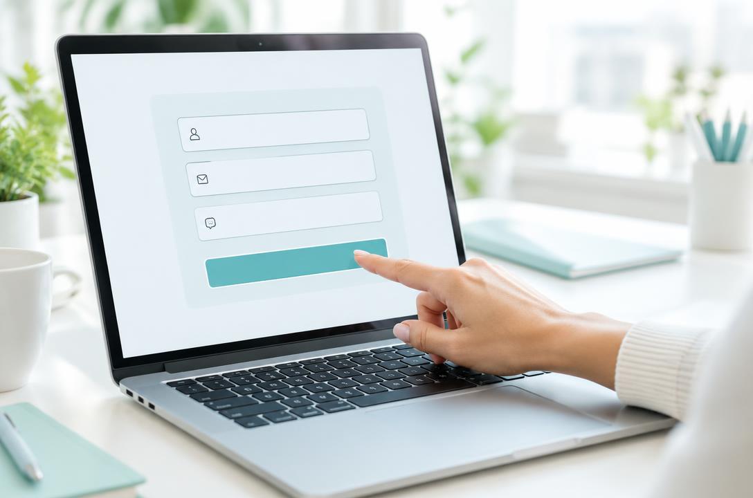 Un modulo online con tre campi da compilare e il pulsante da premere